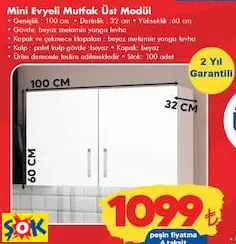 FLY MİNİ EVYELİ MUTFAK DOLABI ÜST MODÜL